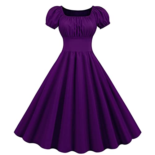 Sundress Kniehohes Kleid mit kurzen Ärmeln und eckigem Ausschnitt modisch lässig solide knielanges Kleid mit eckigem Ausschnitt und kurzen Ärmeln &bto2227 von tsaChick