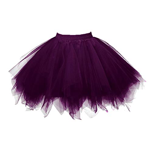 Tüllrock Lila Damen Tütü Rock Karneval Kostüm Erwachsene 50er Retro Ballett Tanzrock Elastische Hohe Taille Kurz Ballett Unterrock Crinoline Petticoat Ballettrock Rockabilly Tutu Minirock von tsaChick