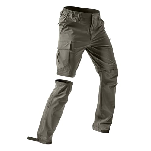 Wanderhose Herren Zip Off Abnehmbar Trekkinghose,Atmungsaktiv Cargohose Sommer Outdoor Hosen für Herren Arbeit Hosen Wasserdicht & Schnelltrocknend Funktionshose mit Taschen für Wandern, Camping von tsaChick