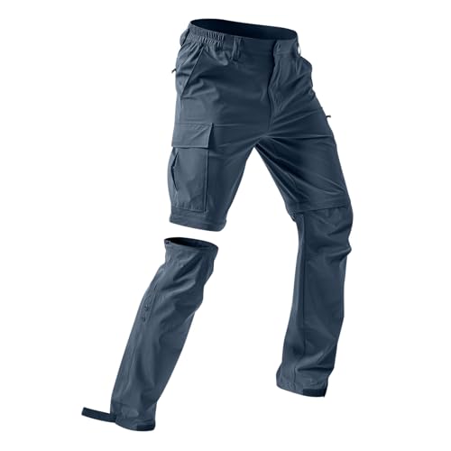 Wanderhose Herren Zip Off Abnehmbar Trekkinghose,Atmungsaktiv Cargohose Sommer Outdoor Hosen für Herren Arbeit Hosen Wasserdicht & Schnelltrocknend Funktionshose mit Taschen für Wandern, Camping von tsaChick