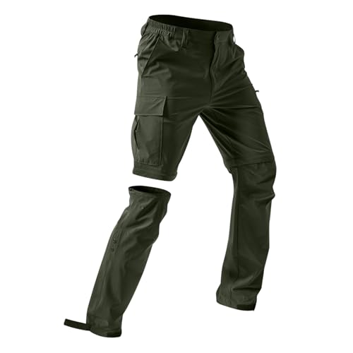 Wanderhose Herren Zip Off Abnehmbar Trekkinghose,Atmungsaktiv Cargohose Sommer Outdoor Hosen für Herren Arbeit Hosen Wasserdicht & Schnelltrocknend Funktionshose mit Taschen für Wandern, Camping von tsaChick