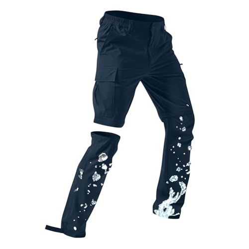 Wanderhose Herren Zip Off Abnehmbar Trekkinghose,Atmungsaktiv Cargohose Sommer Outdoor Hosen für Herren Arbeit Hosen Wasserdicht & Schnelltrocknend Funktionshose mit Taschen für Wandern, Camping von tsaChick