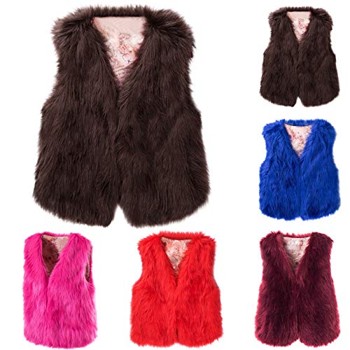 Weste Damen Herbst Winter Westenjacke Fake Pelz Fuchspelz Cardigan Weste Frauen Einfarbiges Fell äRmelloses Loose Vest Coat Wool Blend Waistcoat Warme Sexy V-Ausschnitt Oberteil Jacke von tsaChick