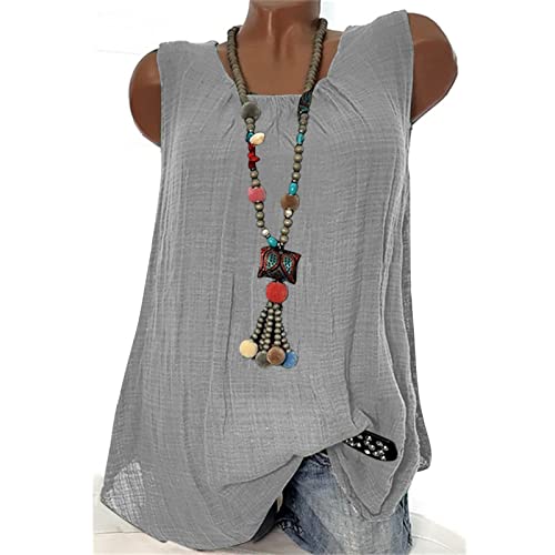 leinenbluse Damen Kurzarm Damen Tanktop Ärmellose Rundhals Oberteile Basic Sommer Racerback Slim Fit Neckholder Shirts Elegant Ribbed Knit Cami Top Mode Einfarbig Unterhemden Crop Tops Gray S von tsaChick