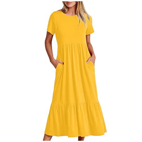 tsaChick Ärmelloses figurbetontes langes Kleid aus geripptem Strick mit Rundhalsausschnitt und Cut-Out für Damen mit geteiltem Saum chiffonkleid Damen gr 40 schwarz Yellow L 38 von tsaChick