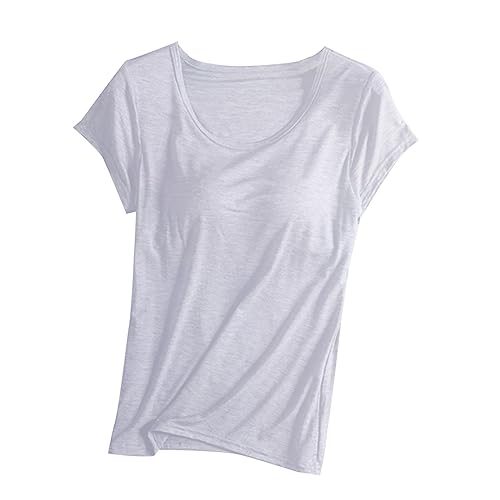 tsaChick BH Hemdchen Ohne BüGel Damen Unterhemd BH-Hemd Basic U-Ausschnitt Eingebauter BH Bügelloser Gepolstert Tank Tops S-4XL BH Hemd von tsaChick