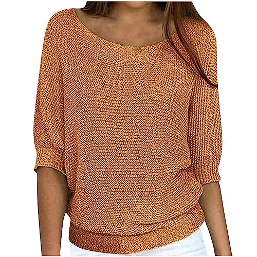 tsaChick Basic Shirt Damen Sommer Oberteile Damen Rundkragen T Shirt Damen V Ausschnitt T-Shirt Teenager Mädchen 3/4 Ärmel Extra Lang Gothic Kleidung Damen Kariertes Hemd Damen Casual 2024 Neu B4430 von tsaChick