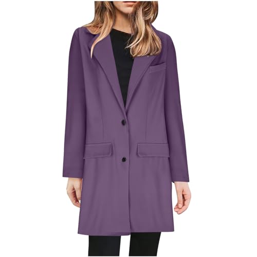 tsaChick Blazer Damen Langärmeliger halblanger einreihiger einfarbiger Damenblazer Langärmeliger kapuzenloser Legerer Mantel/Jacke Blazer für Damen 34-48 von tsaChick