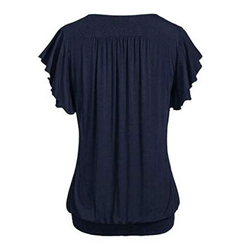 tsaChick Bluse Damen Bluse Damen Shirt Fledermaus V-Ausschnitt Blusenshirt Ruffles Kurzarm Bluse Tunika Übergröße Elegant Oberteile Locker Lässig Tops von tsaChick