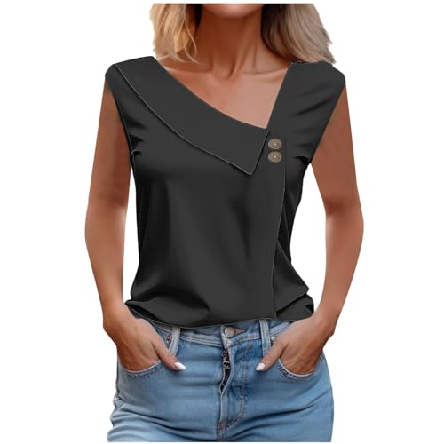 tsaChick Bluse Damen Elegant Einfarbig Lässige Modische V-Ausschnitt Ärmellos Tops italienische Damen weiß Leicht Sommer Sale Basic Mode Slimfit Damen Oberteile Lose 2024 Neu X1067 von tsaChick
