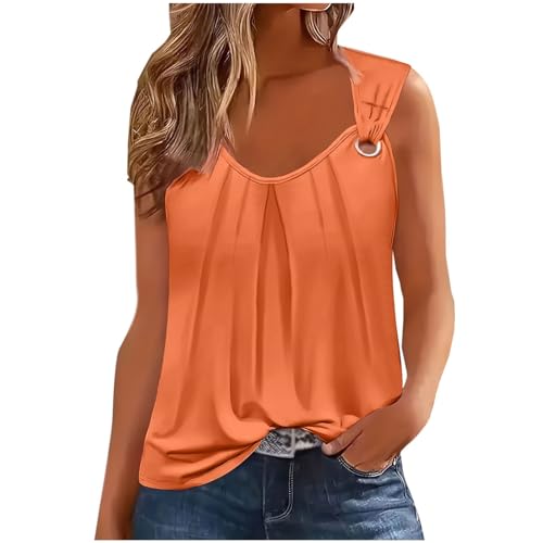 tsaChick Blusen & Tuniken Für Damen Einfarbig Lässige Modische Stehkragen Ärmellos Tanktop Oberteile Damen Sommer Luftige Italienische Damen Schicke Good Vibes T-Shirt Damen Casual 2024 Neu X2027 von tsaChick