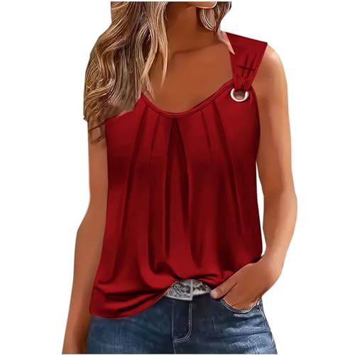tsaChick Blusen & Tuniken Für Damen Einfarbig Lässige Modische Stehkragen Ärmellos Tanktop Oberteile Damen Sommer Luftige Italienische Damen Schicke Good Vibes T-Shirt Damen Casual 2024 Neu X2027 von tsaChick