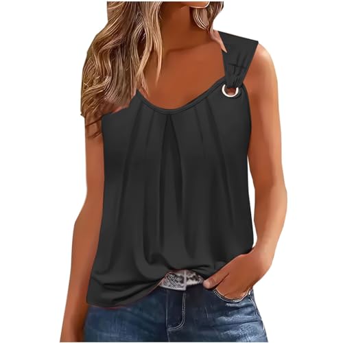 tsaChick Blusen & Tuniken Für Damen Einfarbig Lässige Modische Stehkragen Ärmellos Tanktop Oberteile Damen Sommer Luftige Italienische Damen Schicke Good Vibes T-Shirt Damen Casual 2024 Neu X2027 von tsaChick