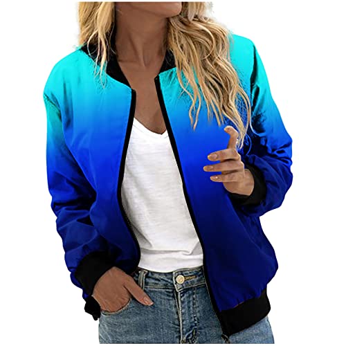 tsaChick Bomberjacke Damen Leichte Blouson Jacke Kurz Pilotenjacke Blumenmuster Langarm Reißverschluss Herbst Frühling Coat Übergangsjacke Strickjacke College Jacke Windbreaker Sweatjacke Ohne Kapuze von tsaChick