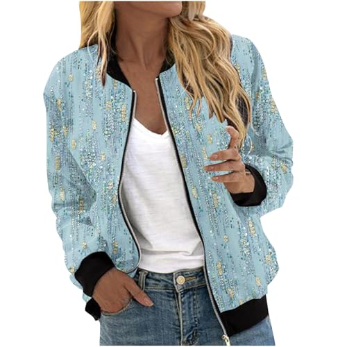 tsaChick Bomberjacke Damen Leichte Jacke Damen Jacke Damen Frühling Leichte Sommerjacke Fleeceweste Damen Regenbekleidung Strickjacke Softshellmantel Damen Strickjacke Damen Lang Festival von tsaChick