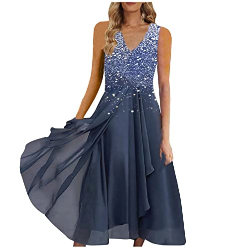 tsaChick Brautjungfernkleider Lang Damen Abendkleider Brautjungfernkleider Elegant Chiffon Solid A-Linie Empire Taille Doppelt V-Ausschnitt Kurze Ärmel Langes Kleid von tsaChick