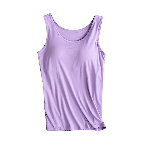 tsaChick Camisole Top Damen Basic Tank Top mit integriertem BH Mieder Slim Fit Weste gepolstertes Unterhemd BH Hemd U-Ausschnitt Bauchweg Shapewear Top Trägertop Body Shaper Spaghettiträger Oberteil von tsaChick