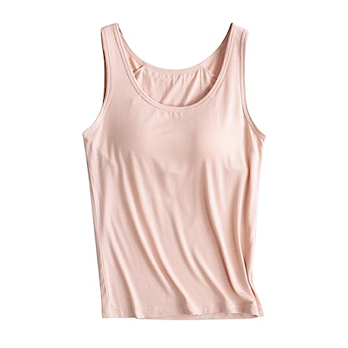 tsaChick Camisole Top Damen Basic Tank Top mit integriertem BH Mieder Slim Fit Weste gepolstertes Unterhemd BH Hemd U-Ausschnitt Bauchweg Shapewear Top Trägertop Body Shaper Spaghettiträger Oberteil von tsaChick