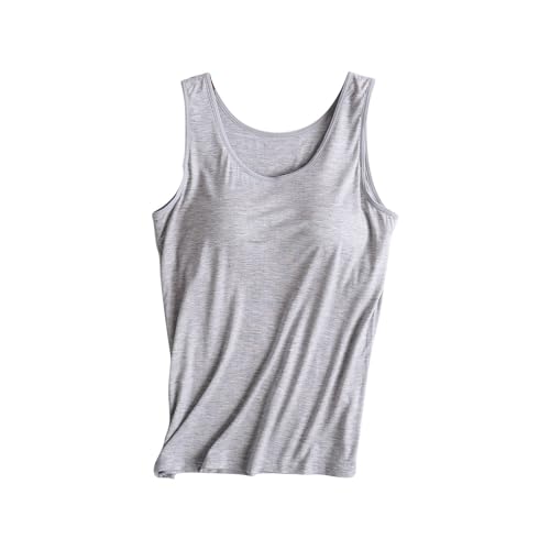 tsaChick Camisole Top Damen Basic Tank Top mit integriertem BH Mieder Slim Fit Weste gepolstertes Unterhemd BH Hemd U-Ausschnitt Bauchweg Shapewear Top Trägertop Body Shaper Spaghettiträger Oberteil von tsaChick