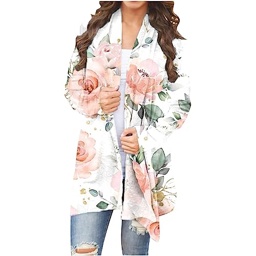 tsaChick Cardigan Damen Lang Schwarz Frauen modische langärmelige floral Bedruckte Strickjacke Jacke Top KSU24 von tsaChick