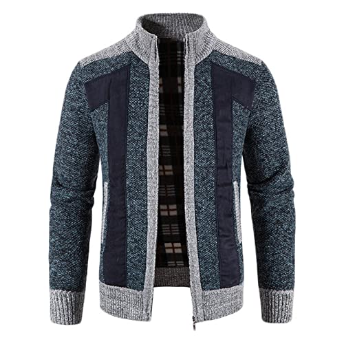 tsaChick Cardigan Herren Männer Langarm Schulterjacke Männlich Strickjacke Herren Lang Male Kurz Stehkragen Retro Pullunder Herbst-Winter Einfach Reißverschluss Uniform Tunika Weste KSC45 von tsaChick