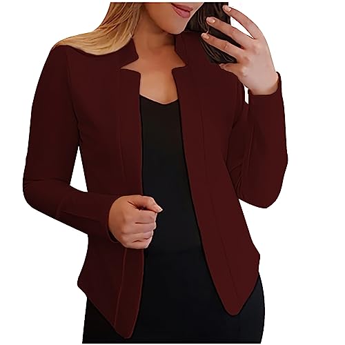 tsaChick Damen Blazer Damen Lange Ärmel Gestrickt Strickjacke Leicht Gemütlich Offene Vorderseite Lange Freizeitjacke mit Taschen Strickjacke Kurz Damen S-5XL von tsaChick