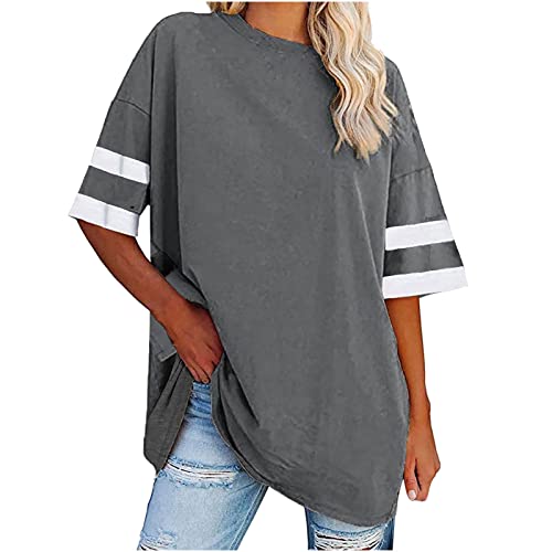 tsaChick Damen Bluse Kurzarm Unifarben Damen Blusen Rundhals Damen Shirt 3/4 Arm Entspannte Frauen Oberteile Alltag Sport Sweatshirt Teenager Mädchen Tshirt Damen Weiss von tsaChick