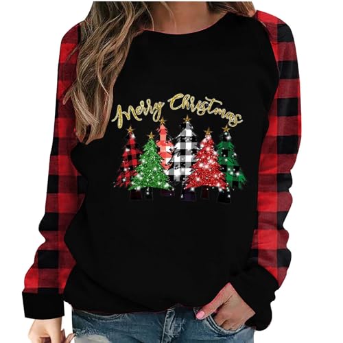 tsaChick Damen Bluse Langarm Weihnachts Weihnachtspullover Damen Sweatshirt Weihnachten 3D Schneemann Druck Top Pullover Lässig Langarm Basic Pullover Langarmshirt Damen S-XXL von tsaChick