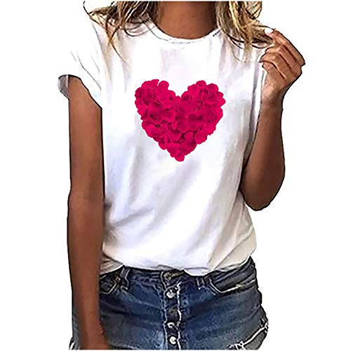 tsaChick Damen Bluse Weißes T-Shirt Slim Fit Pullover Tops Drucken Bunt Lässige Sommer Tops Kurzarm Oberteile Hemd Lässige Mode Shirt für Teenager Mädchen von tsaChick