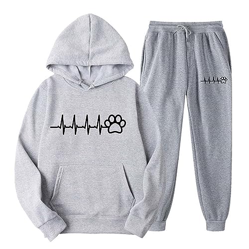 tsaChick Damen Hausanzug Damen Jogginganzug 2 Stück Corteiz Trainingsanzug Paar Herbst Frühling Leichte Tracksuit Loose Sportanzug Jogginganzug Damen von tsaChick