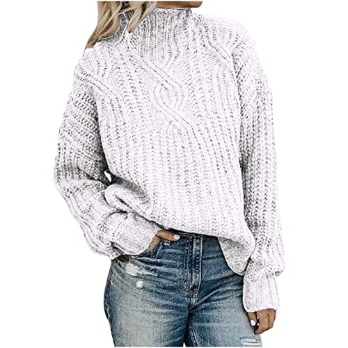 tsaChick Damen Hemd Sommer Women's Fashion Casual High Hals Langarm Solid Farbe Warm Herbst Und Winter Kleidung Shirt Sweatshirt Pullover Damen Kapuzenpullover Sweatjacke Damen Sweater Grau von tsaChick