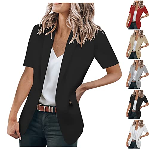 tsaChick Damen Jacken Sale GüNstig Blazer Sexy Mode V Ausschnitt Solide Kurzarm Taschen Cardigan Lässige Oberbekleidung &J2378 von tsaChick