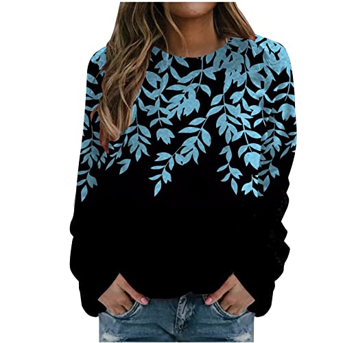 tsaChick Damen Langarmshirt Lässig Geblümt Langarm Hemden Women's Hemd Rundhals Damen Unterhemden Mit Spitze Pull On Druck T-Shirts für Schwangere Langarmshirt Damen Schwarz Weiß Gestreift LTA47 von tsaChick