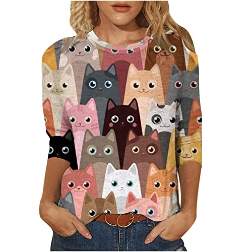 tsaChick Damen Pullover Frauen Halbe Ärmel Langarmshirt Lady Pulli Damen Casual Crew-Ausschnitt Niedliche Tiere Sonnenanzug Pull-on Sweatshirts für Damen Lady-Fit S-3XL von tsaChick