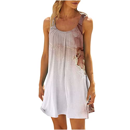tsaChick Damen Sommer Casual Beach Kleid ohne Taschen Strandkleid Damen lang Boho Brown S 34 von tsaChick