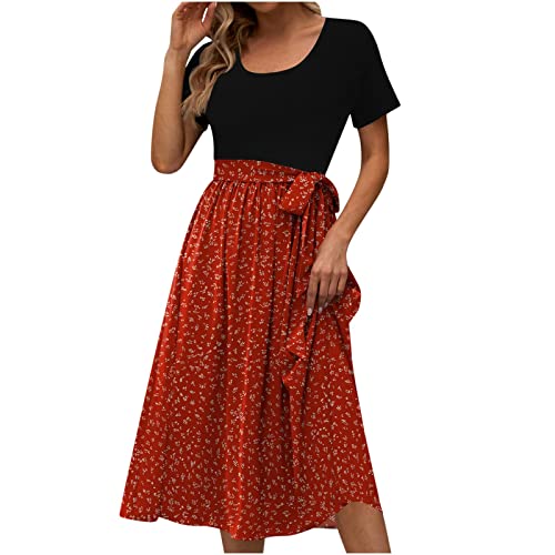 tsaChick Damen Sommerkleid Kurzarm Freizeitkleid mit Gürtel Rundhalsausschnitt Bedrucktes Blumenkleid A-Linien Kleid Streetwear Kleider Strandkleider Patchwork Shirtkleid Frauen Umstandskleider tsaChick Damen Sommerkleid Kurzarm Freizeitkleid mit Gürtel Rundhalsausschnitt Bedrucktes Blumenkleid A-Linien Kleid Streetwear Kleider Strandkleider Patchwork Shirtkleid Frauen Umstandskleider von tsaChick