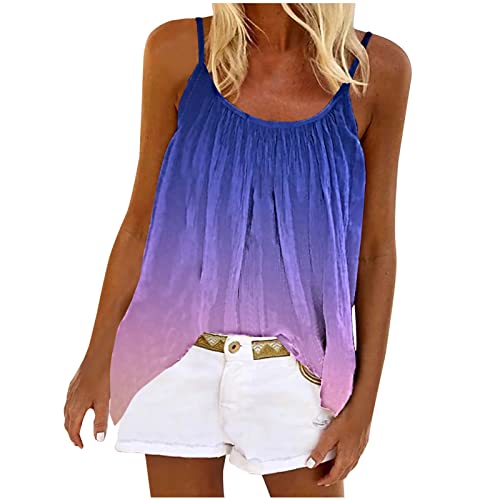 tsaChick Damen Top Sale Angebote Weisse Blusen Damen Rundhals Sommerlich äRmellos Tanktop Lockere Passform Tanktop Mit Integriertem BH Farbverlauf Unterhemden & BH-Hemden für Damen BXT85 von tsaChick