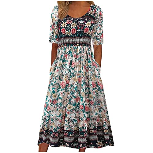 tsaChick Damen Tunika Kleid Sommer Kurz Kleider Elegant Blusekleid Freizeitkleid Locker Kleider mit Halbärmeln von tsaChick