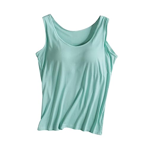 tsaChick Damen Unterhemden Camisole für Frauen, Verstellbarer Träger, Tank-Top, mit integriertem BH, ärmelloses Top, Reine Farbe von tsaChick