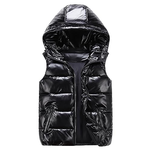 tsaChick Damen-Westen Daunenweste Damen Damen Weste Mit Reißverschluss Gilet Fahrradweste Damen Schulter Kurz Warm Weste Ärmellos Freizeitmantel Jacke Schwarz S von tsaChick