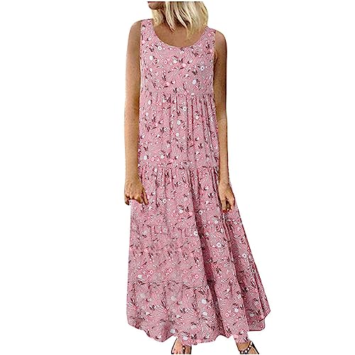 tsaChick Elegantes Sommerkleid Damen lang,Sommerkleid Damen lang,Sommerkleid Damen Knielang, Pink 3XL von tsaChick