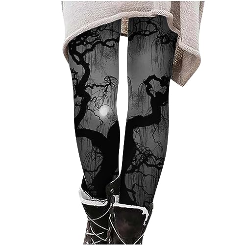 tsaChick Halloween-Leggings für Damen, Skelett, Totenkopf, Workout, Laufen, Fitnessstudio, Yoga, lustige Stretch-Hose Black H112 XXL von tsaChick