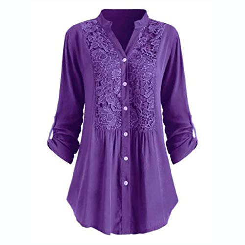 tsaChick Hawaii Shirt Tunika Damen Elegant Doppellagige Bluse Rundhals Halbarm Mesh Fließende Shirts Weite Ärmel Oberteile von tsaChick