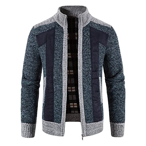 tsaChick Herren Casual Patchwork Langarm Strickjacke Pullover mit Reißverschluss KSC45 von tsaChick