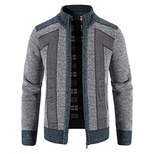 tsaChick Herren Casual Patchwork Langarm Strickjacke Pullover mit Reißverschluss KSC45 von tsaChick