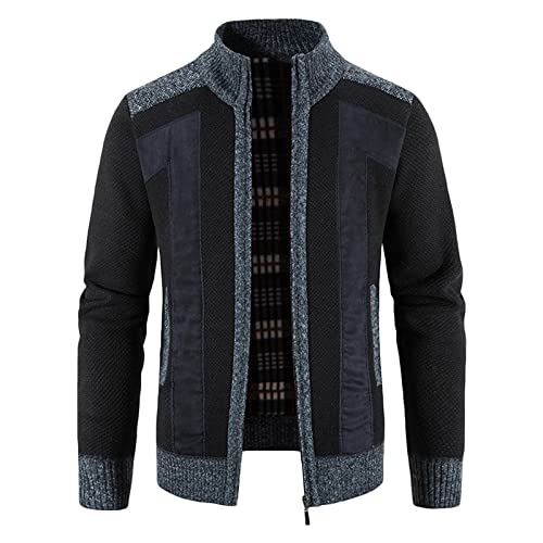 tsaChick Herren Casual Patchwork Langarm Strickjacke Pullover mit Reißverschluss KSC45 von tsaChick