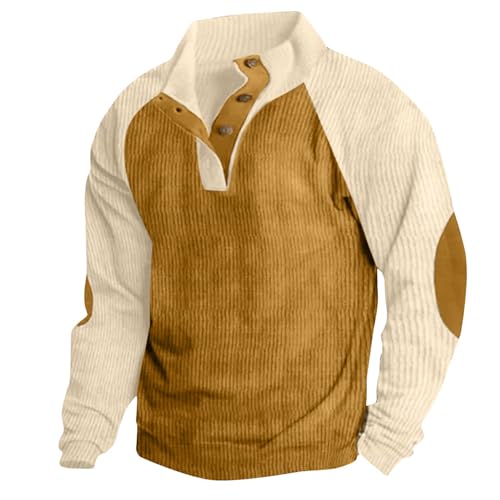 tsaChick Herren Pullover Winter Langarm Ohne Kapuze Casual Pulli Streetwear Für Männer Lässig Retro Langarm Button Down Poloshirts Herren+Pullover 34-44 von tsaChick