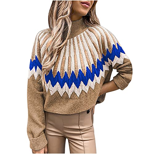 tsaChick Hoody Damen Mit Kapuze Rollkragenpulli Hoher Kragen schmale Passform Warmer Druck lässige langärmlige Strickpullover S-3XL von tsaChick