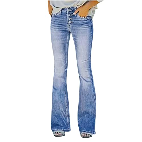 tsaChick Jeans Damen Weites Bein Sale Angebot Baggy Jeans Damen Faux Denim Jeans Straight Hohe Taille Palazzo Skinny Jeans Damen Low Waist Lang Jeans Damen Weiß Bootcut Khakihose Knopfleiste NZA59 von tsaChick