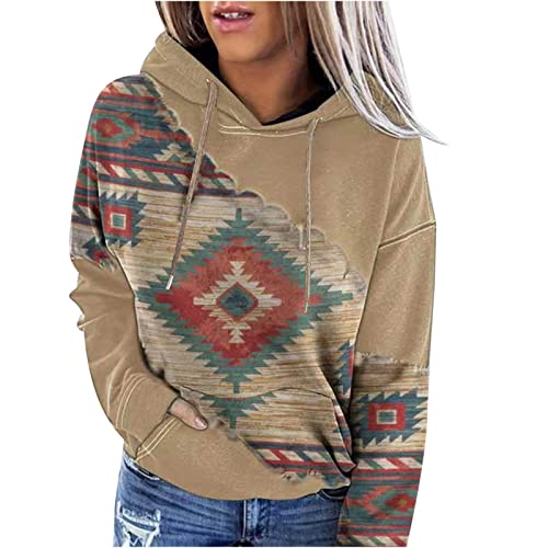 tsaChick Kapuzenpullover Damen Damen lässig gedruckt ethnischen Langen Ärmeln Tasche mit Kapuze Sweatshirt Sweatjacke Damen Lang S-5XL von tsaChick